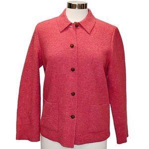 Vintage Land's End 100% Wool Pink Long Sleeves Buttoned Cardigan